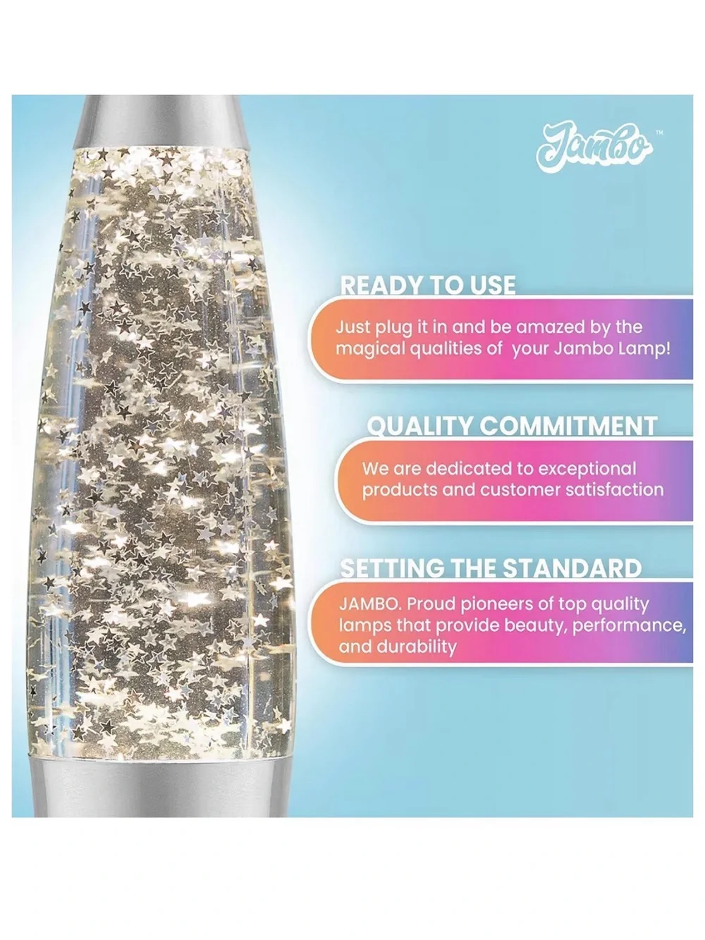 SPECTACULAR Silver Star Glitter Liquid Lava Lamp - 16” Size!